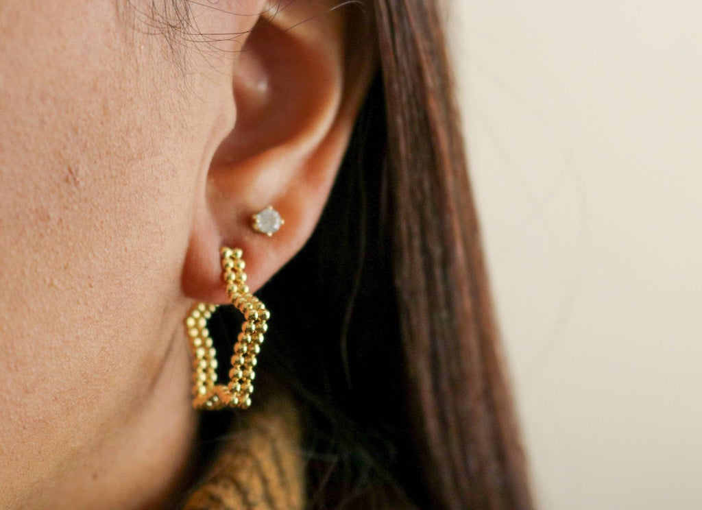 STAR HOOP EARRINGS - Small Gold Hoop Earrings, Dainty Style