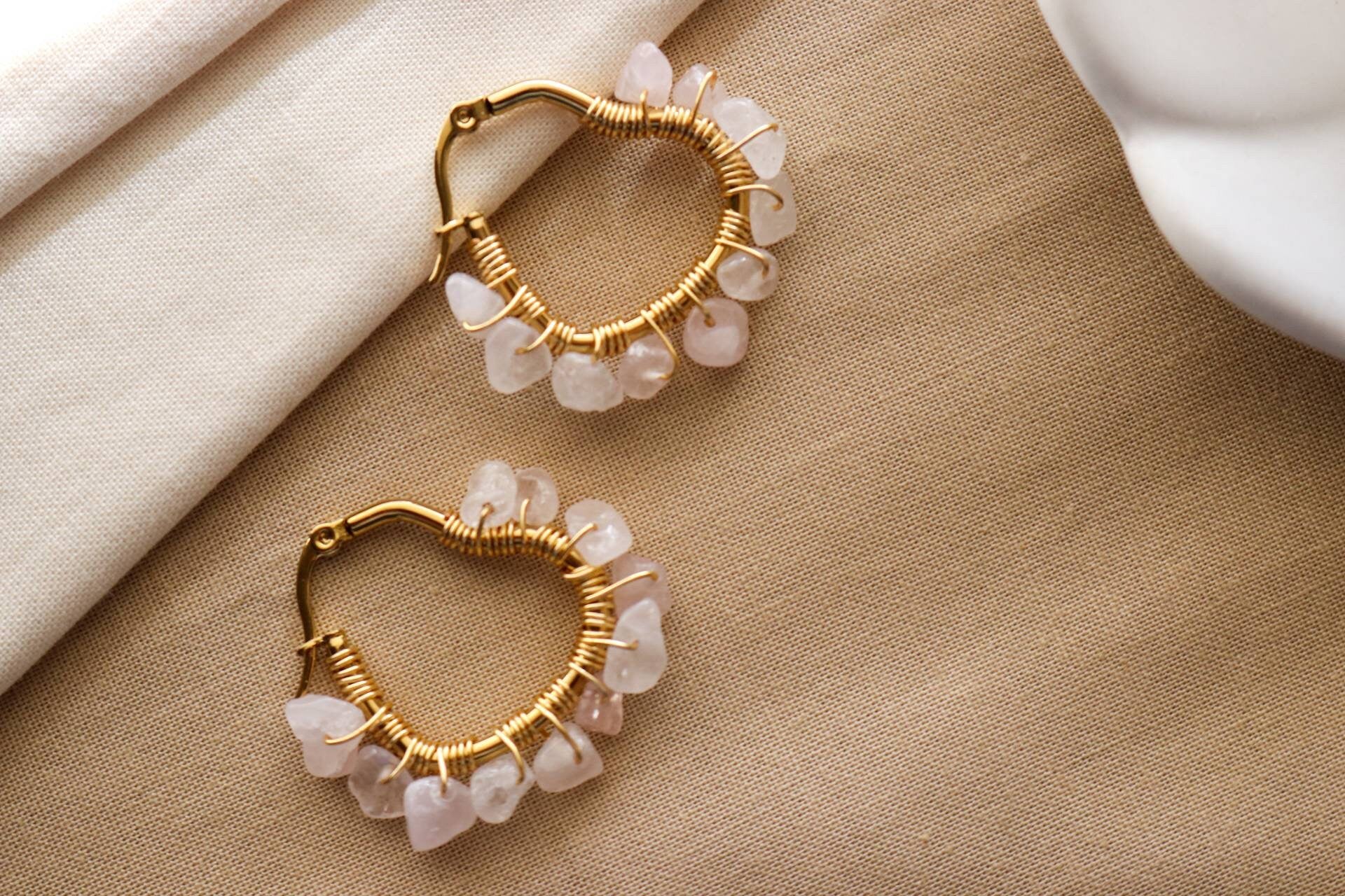Birthstone Heart Earrings, Aventurine earrings, Rose quartz earrings,Valentins earring, valentines giftful