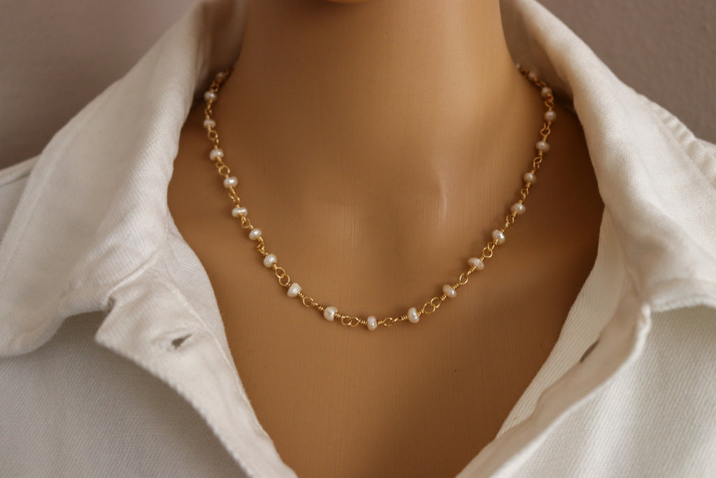 Natural Pearl Necklace, Fresh Water Pearl Necklace, necklaces minimalistic, pearl necklace gifte, maid-of-honor gift, giftful bride gift