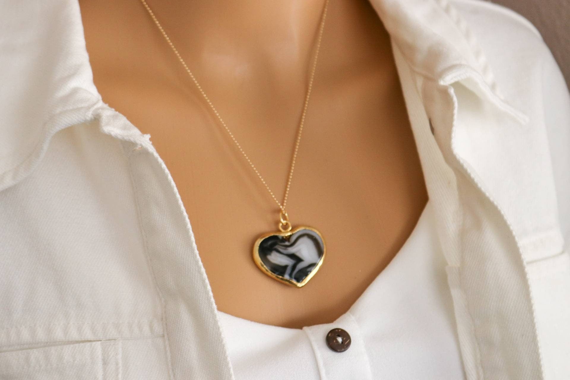 Chunky heart necklace, Large heart necklace, Black heart necklace, Large heart necklace,  when calls the heart, valentines day gift