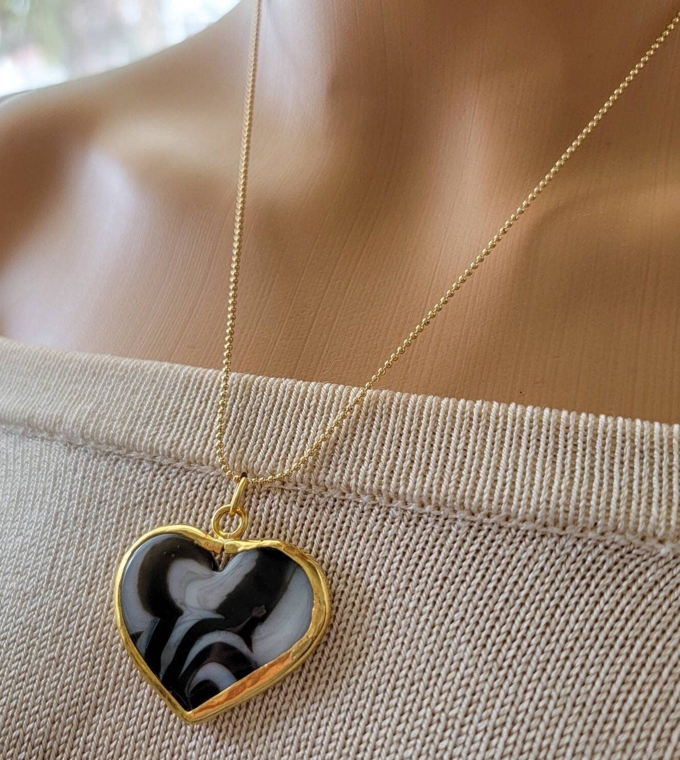 Chunky heart necklace, Large heart necklace, Black heart necklace, Large heart necklace,  when calls the heart, valentines day gift