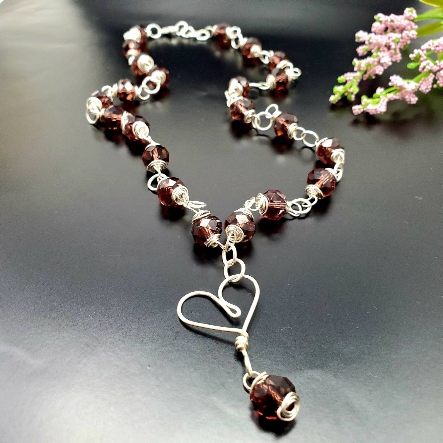 Chain Necklace,Silver Chunky Necklace,Chunky Chain Choker,Boho chunky silver Crystal Necklace, christmas gifted
