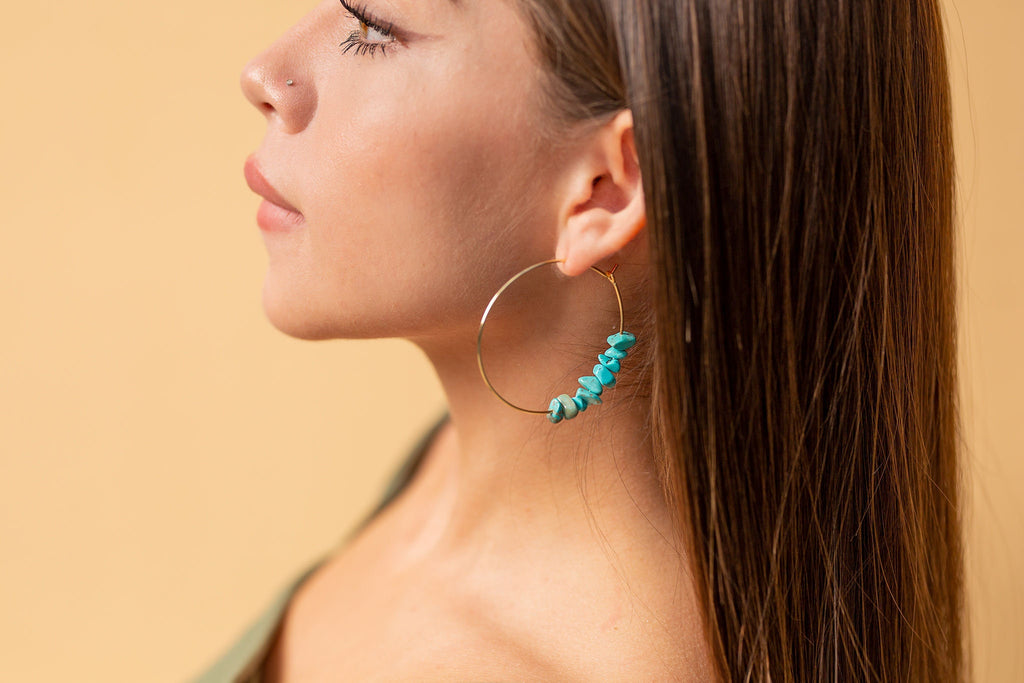 Mint Green Earrings, Gold filled hoop earrings Thin hoop earrings Turquoise hoop earrings, weddings- giftful, wife  gifted, giftful daughter
