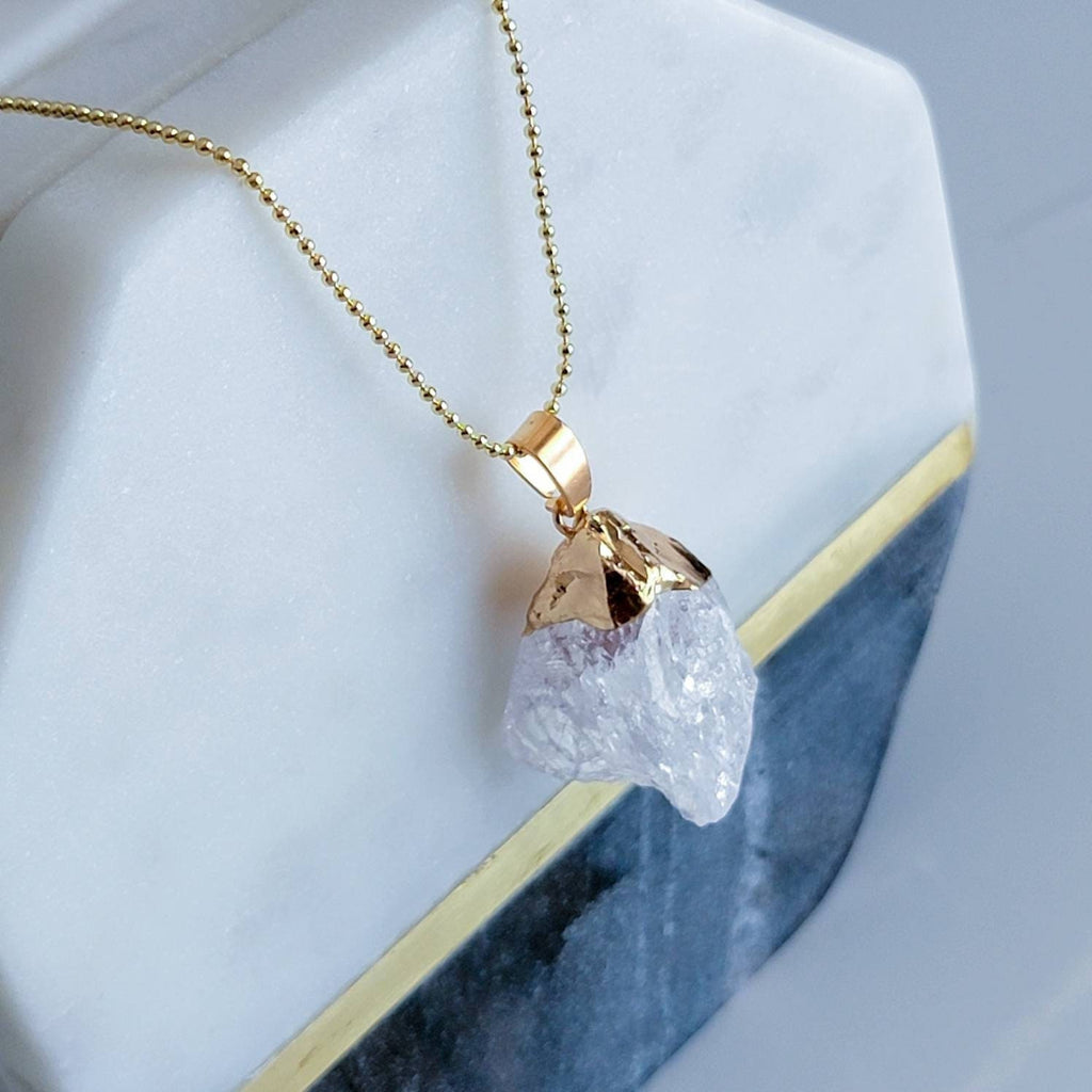 Large Raw Clear quartz necklace, rough clear quartz crystal, dainty raw necklace, thin gold necklace, giftful sister, gifted mom giftful