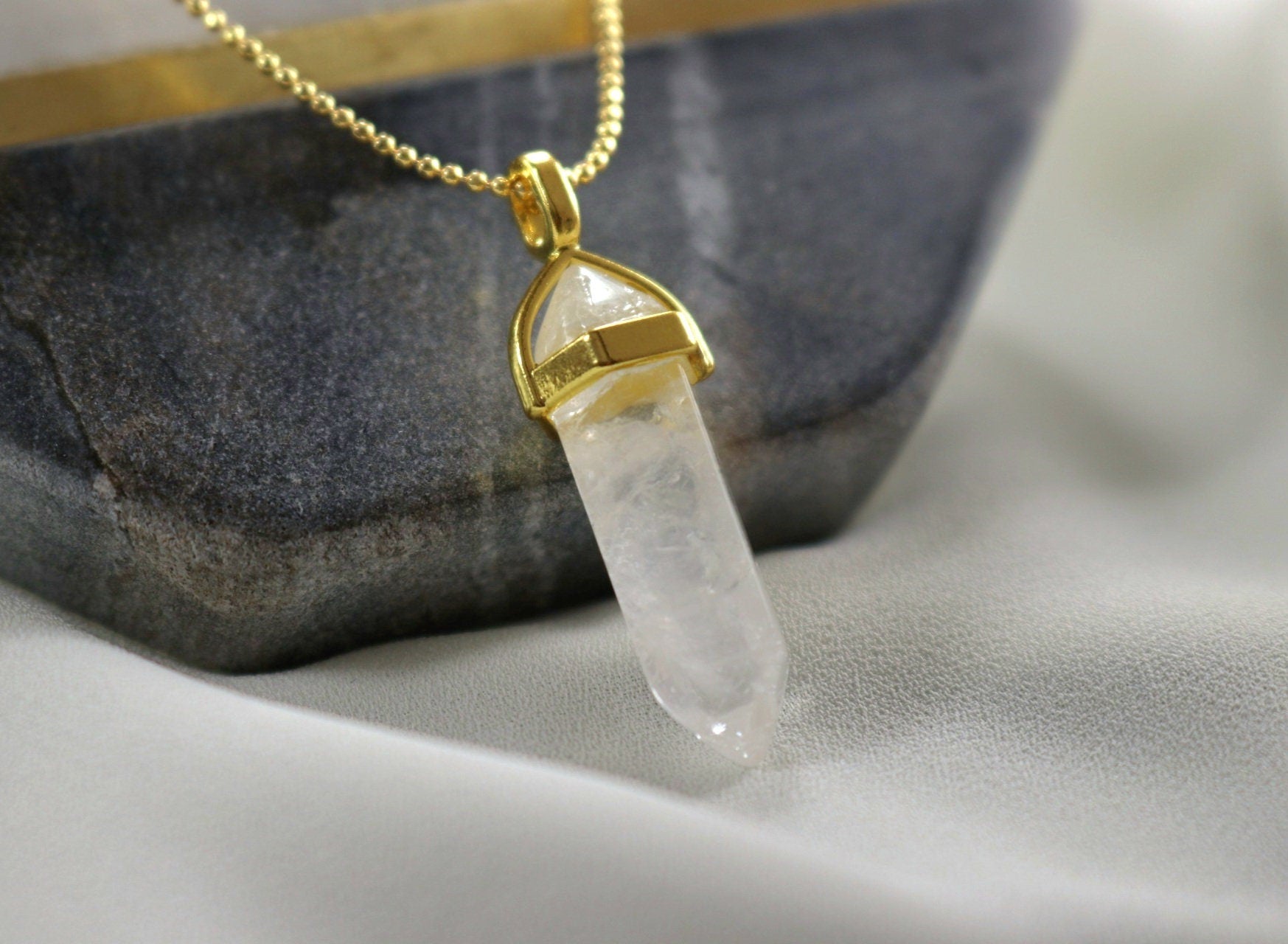 Clear Quartz Fluorite Green Aventurine point NECKLACE, Rainbow Fluorite Pendant Necklace, Green Aventurine aventurine Crystal necklace