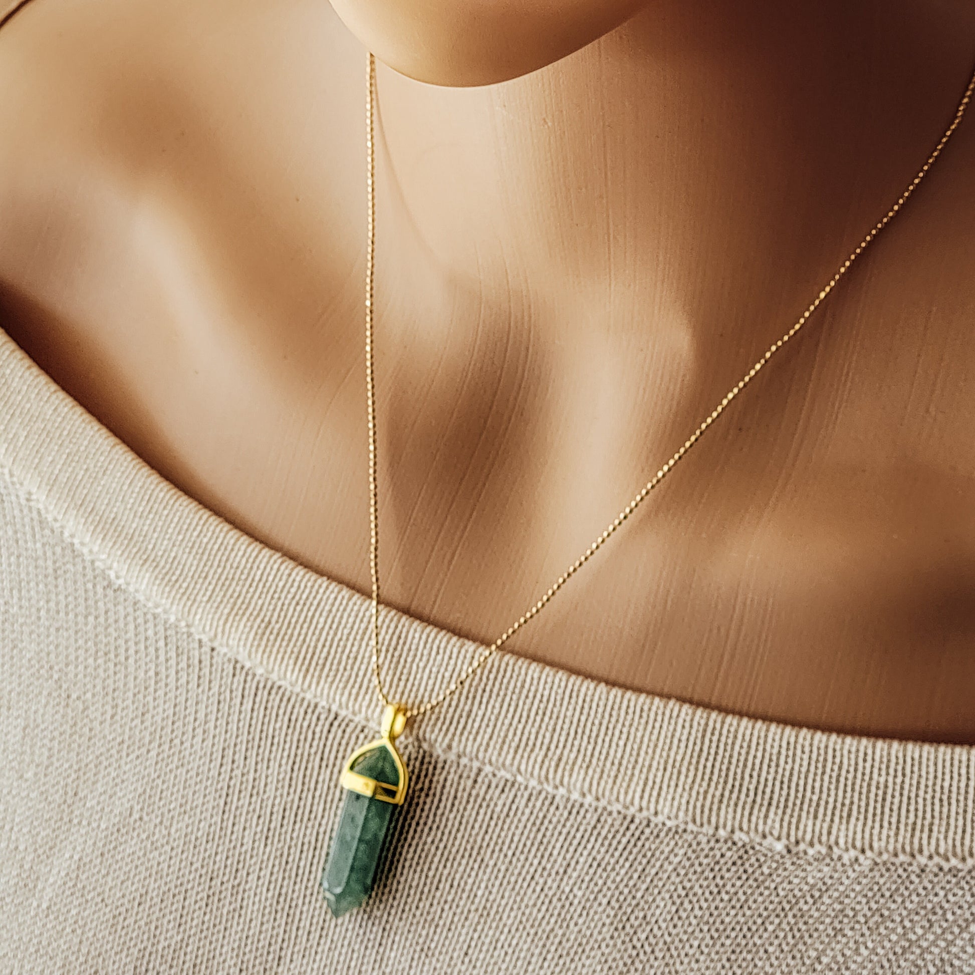 Clear Quartz Fluorite Green Aventurine point NECKLACE, Rainbow Fluorite Pendant Necklace, Green Aventurine aventurine Crystal necklace