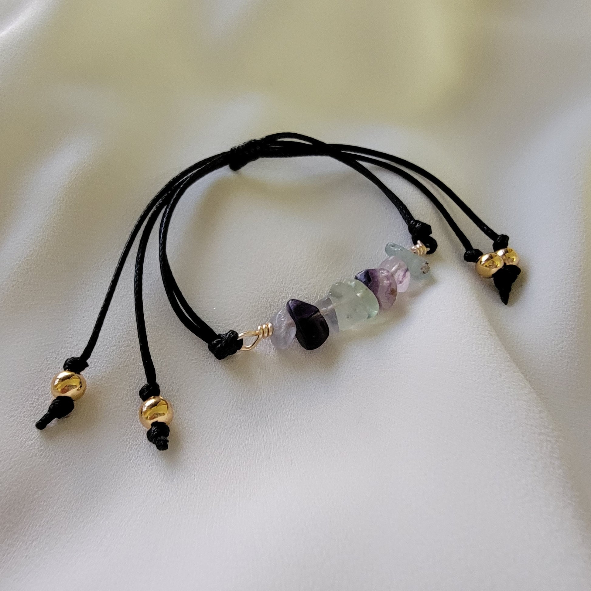 Genuine Gemstone Bracelets, Crystal Bar Bracelet, Crystal Bar Bracelet for Women, waxed cord bracelet, healing bracelet, gift gifte giftful