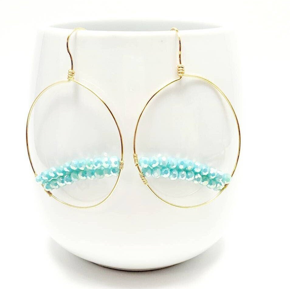Hoop charms, Dainty earrings, Crystal hoop earrings, Trendy hoop, Something blue, Gold hoop earrings, Stacking earrings, Everyday hoops