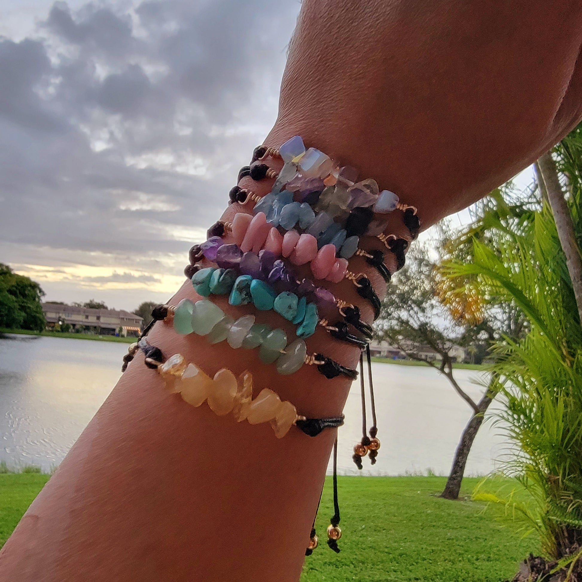 Genuine Gemstone Bracelets, Crystal Bar Bracelet, Crystal Bar Bracelet for Women, waxed cord bracelet, healing bracelet, gift gifte giftful