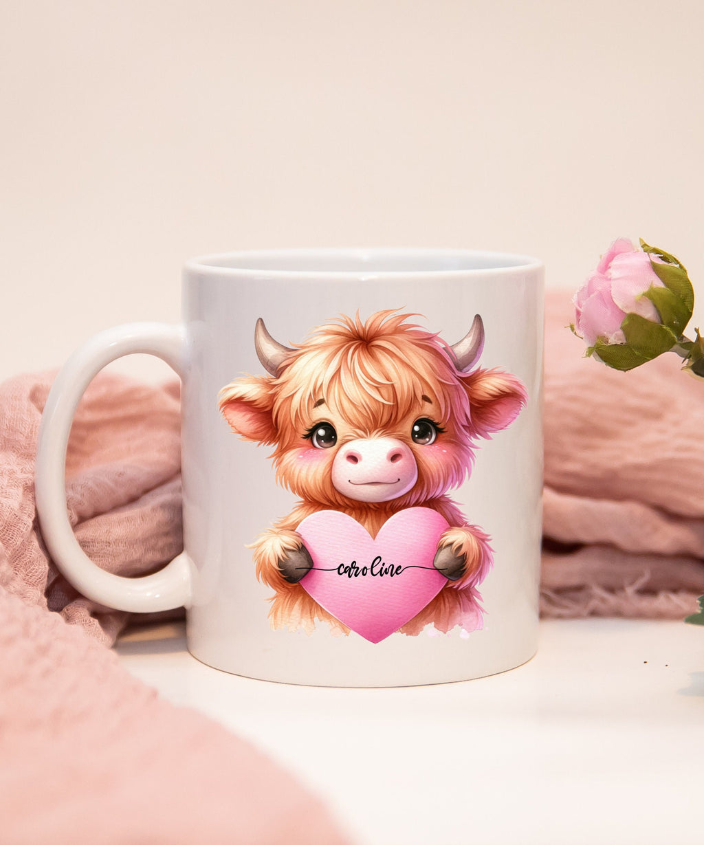 Highland Cow Mug Personalized, Cow Lover Gifts Cup, wife  gifted, girlfriends gifted, cow lover giftful, giftful valentines, gift for- her