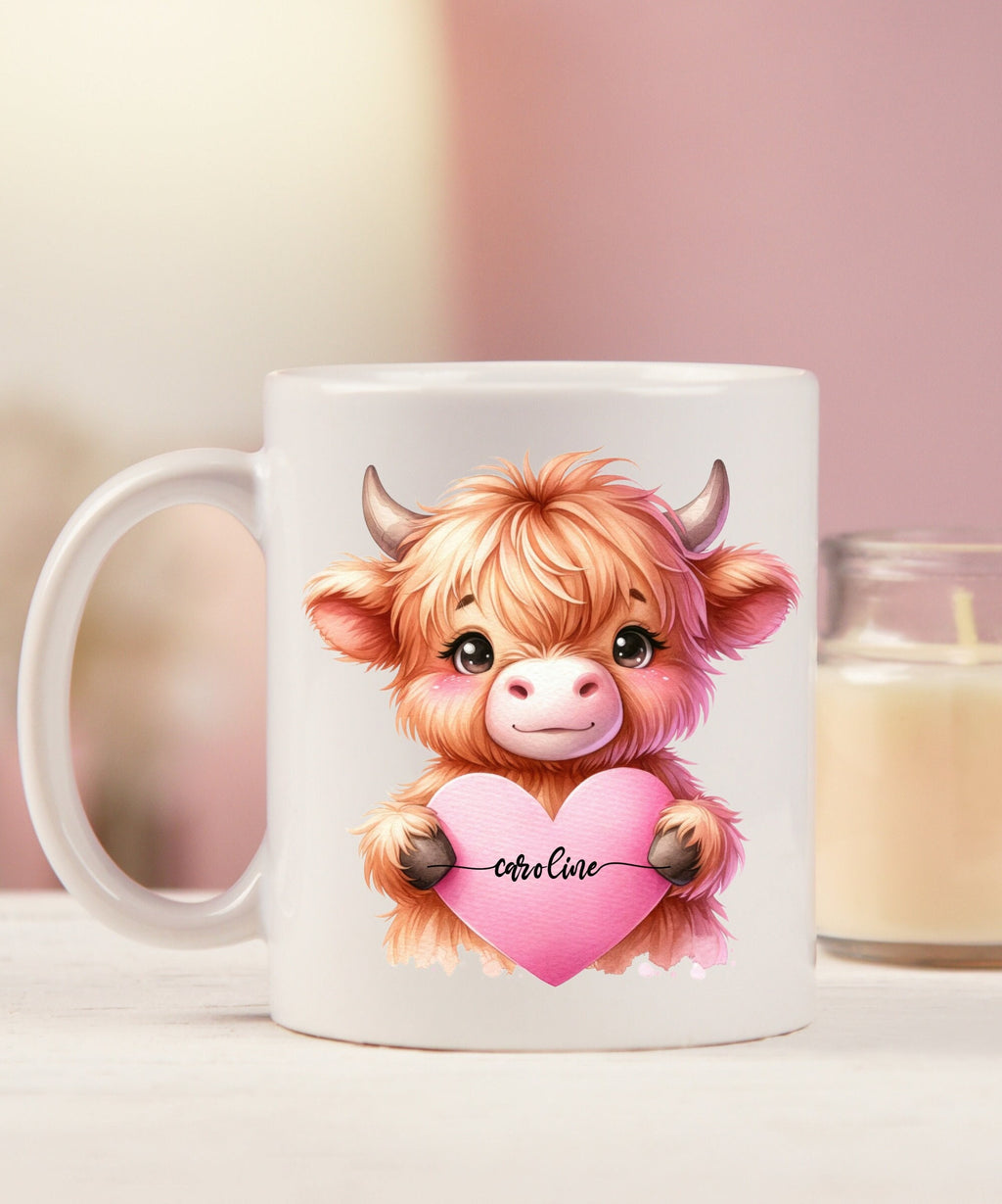Highland Cow Mug Personalized, Cow Lover Gifts Cup, wife  gifted, girlfriends gifted, cow lover giftful, giftful valentines, gift for- her