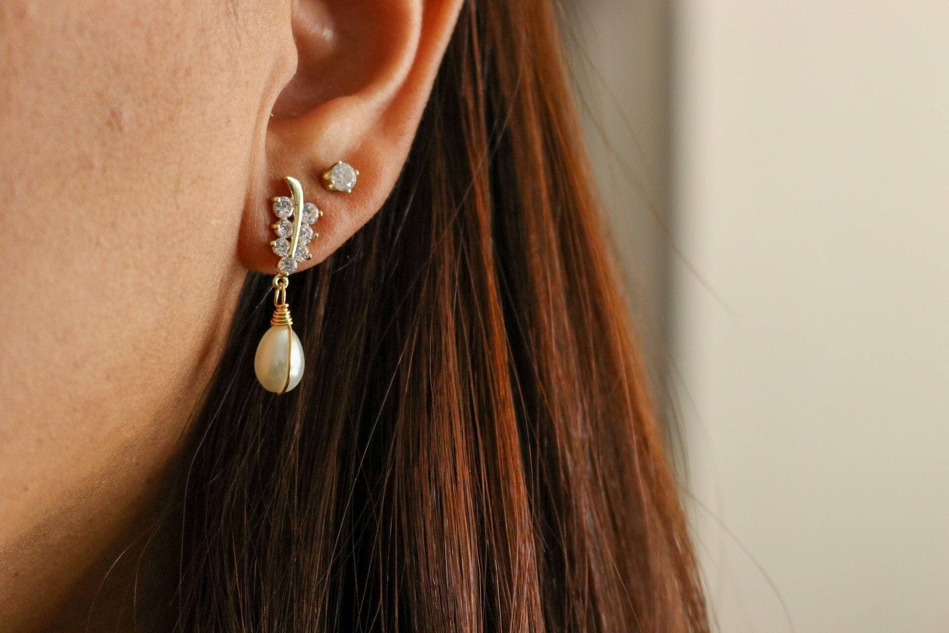 Pearl drop earrings, dainty tiny earrings, pearl gifted earring, tiny dainty earring, gold minimalistic earrings, weddings- giftful