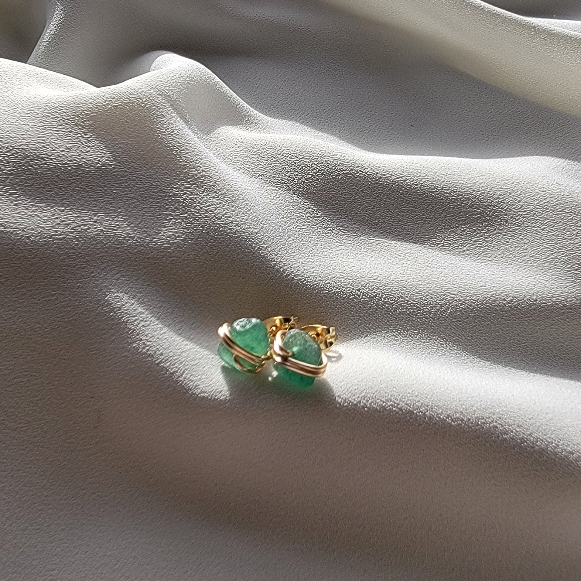 Genuine Aventurine Gemstone Stud Earrings, Raw Crystal Earrings, Birthstone Post Earrings, Natural Gemstones, Mothers day gift, gift for mom