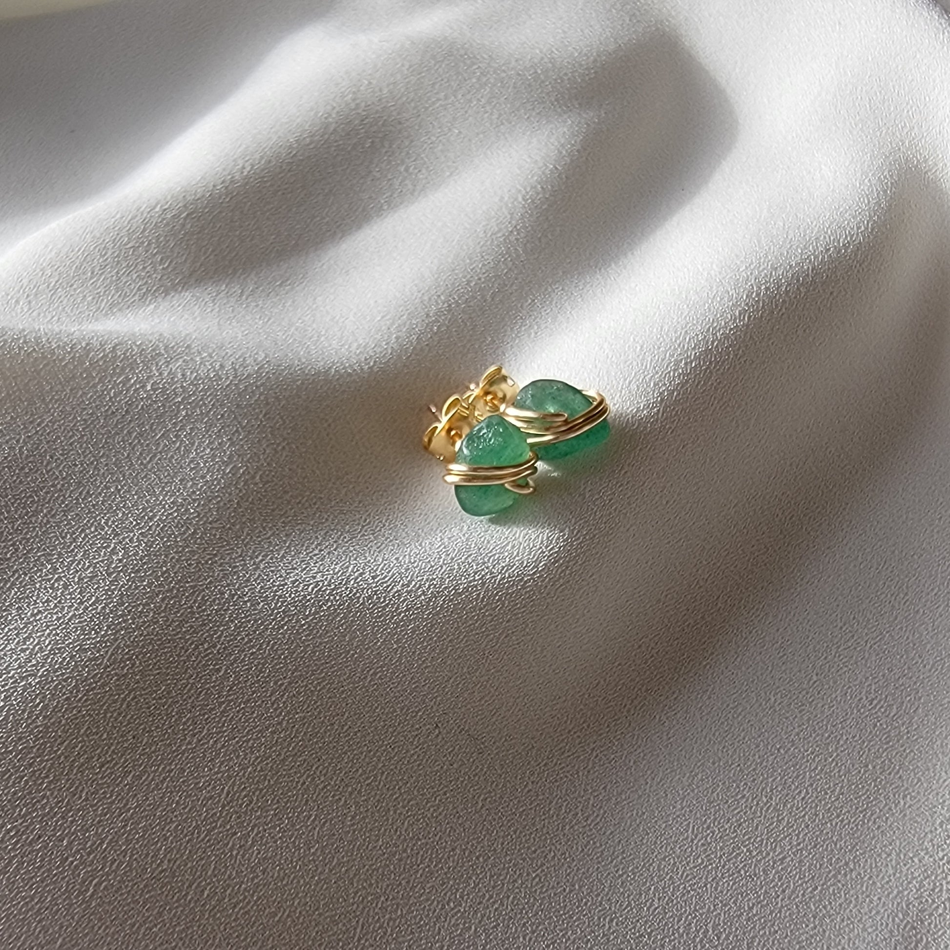 Genuine Aventurine Gemstone Stud Earrings, Raw Crystal Earrings, Birthstone Post Earrings, Natural Gemstones, Mothers day gift, gift for mom