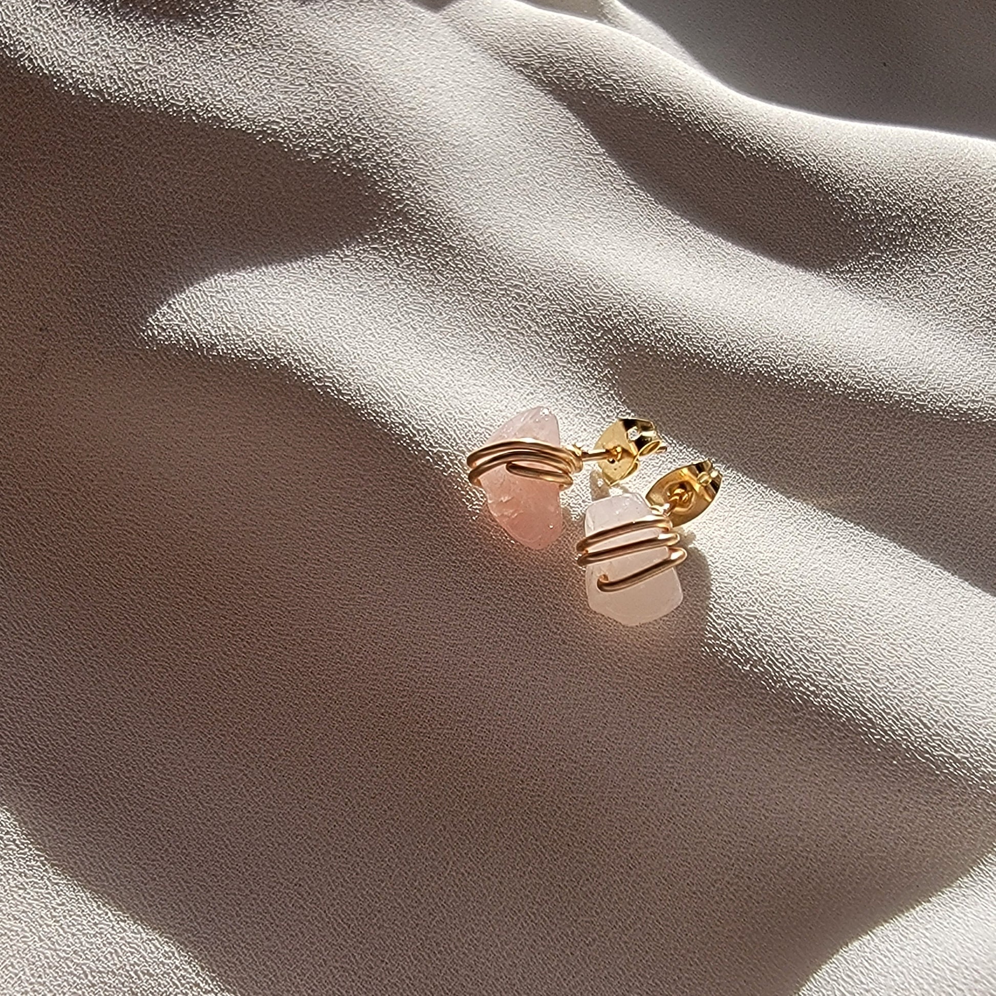 Rose Quartz Stud earrings, Crystal quartz studs, Gemstone Stud Earrings, Birthstone Post Earrings, Natural Gemstones, Mothers day gift