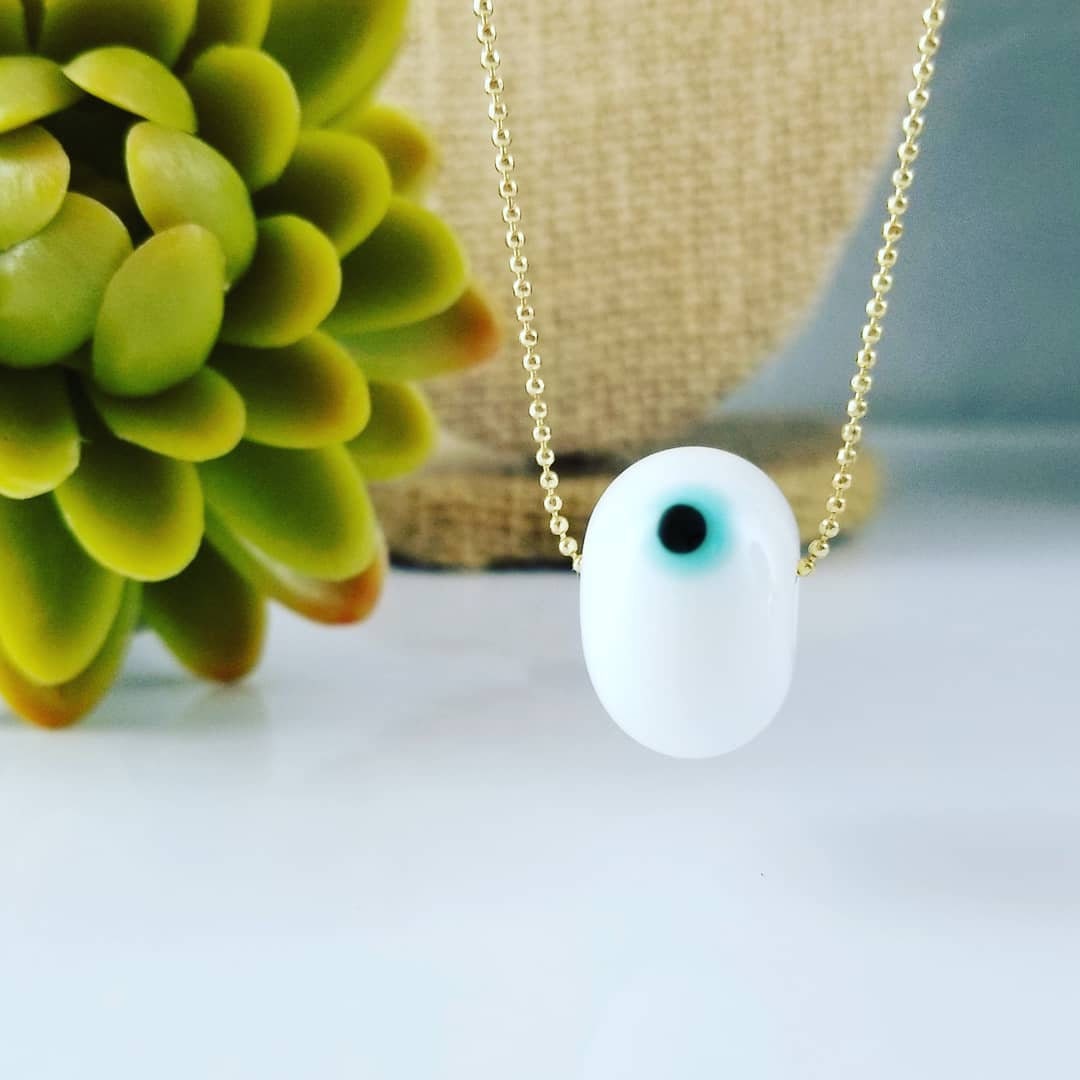 Evil eye necklace, protective necklace, glass evil eye necklace, evil eye pendant, grounding necklace, protection necklace, healing necklace