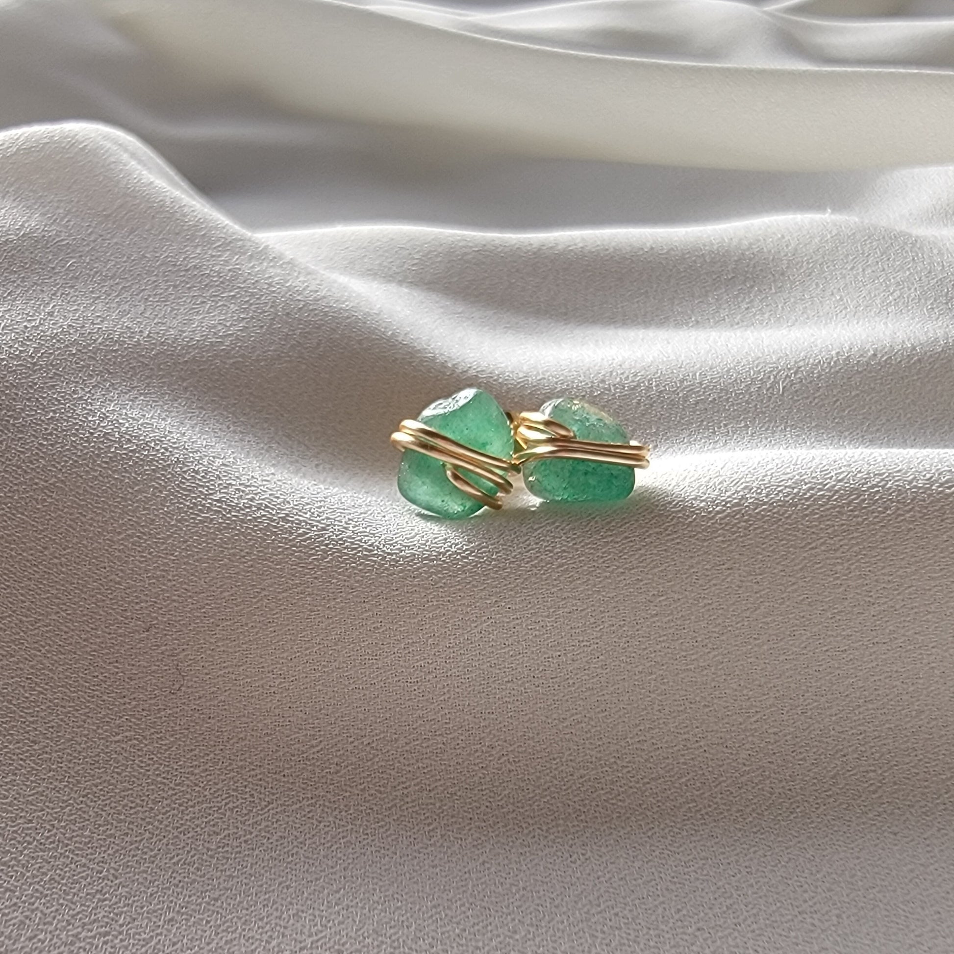Genuine Aventurine Gemstone Stud Earrings, Raw Crystal Earrings, Birthstone Post Earrings, Natural Gemstones, Mothers day gift, gift for mom