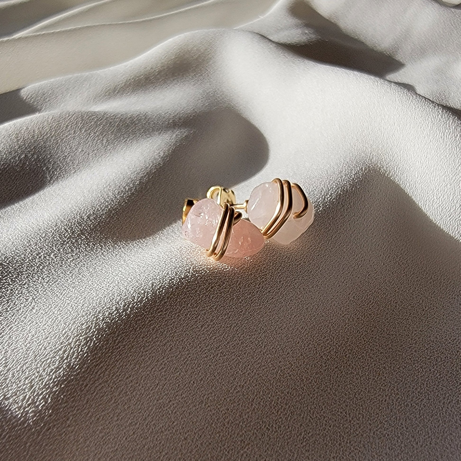 Rose Quartz Stud earrings, Crystal quartz studs, Gemstone Stud Earrings, Birthstone Post Earrings, Natural Gemstones, Mothers day gift