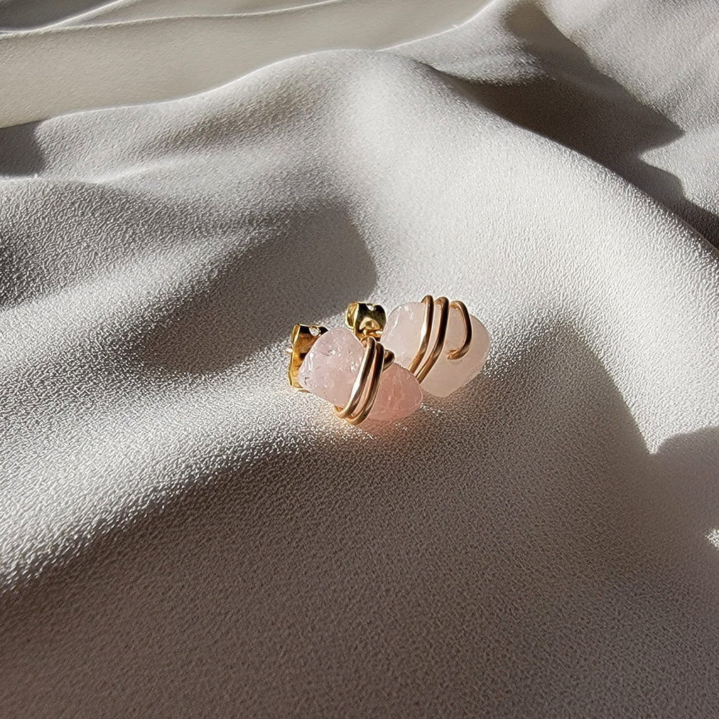 Rose Quartz Stud earrings, Crystal quartz studs, Gemstone Stud Earrings, Birthstone Post Earrings, Natural Gemstones, Mothers day gift