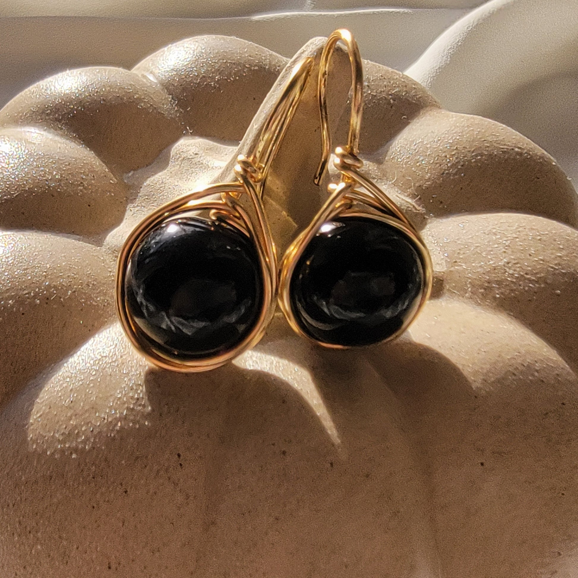 Black pearl earrings drop Large