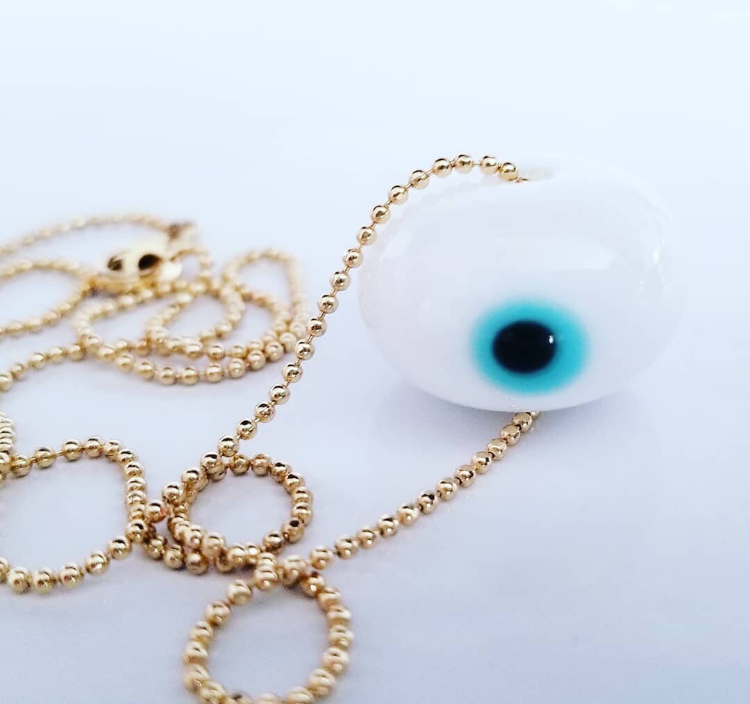 Evil eye necklace, protective necklace, glass evil eye necklace, evil eye pendant, grounding necklace, protection necklace, healing necklace