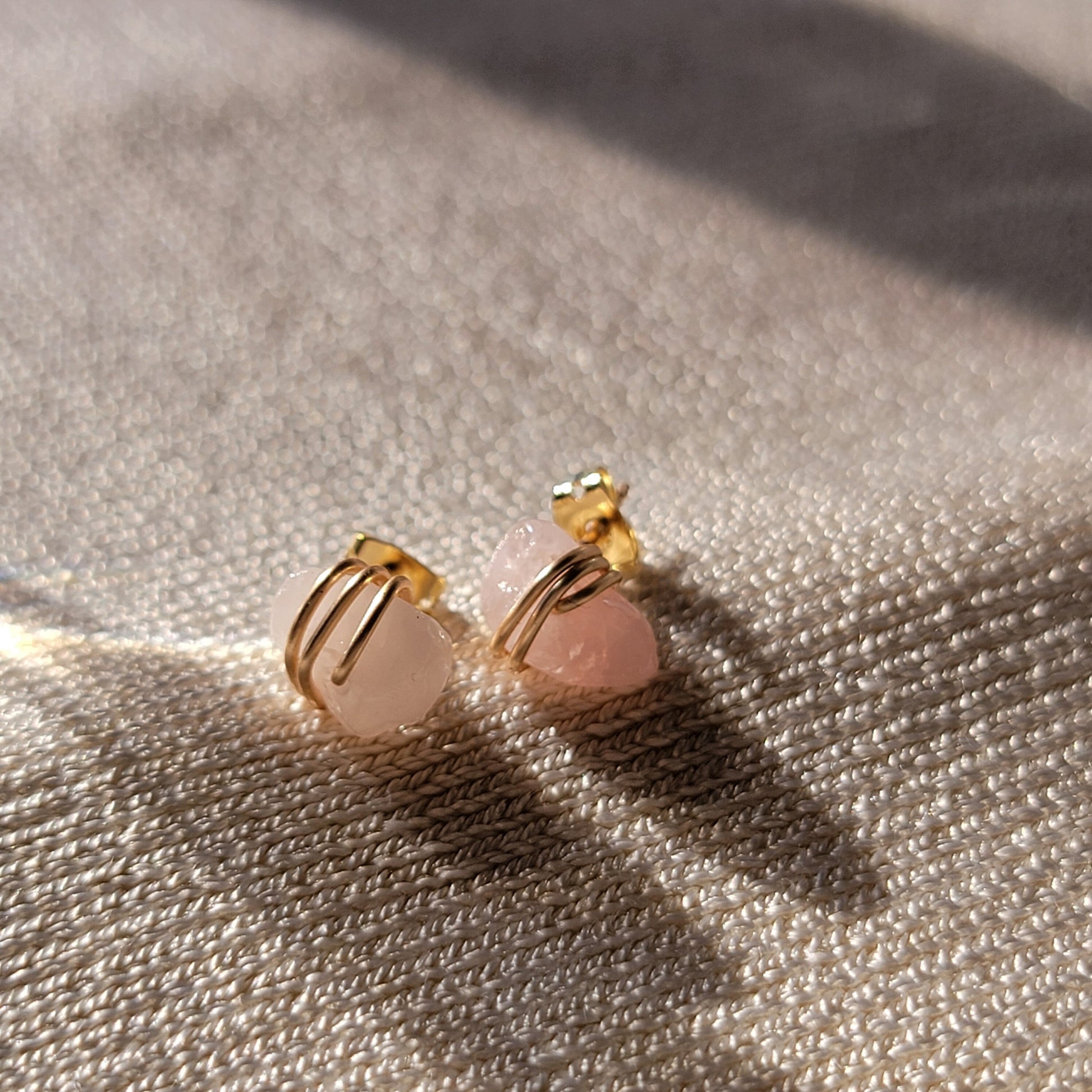 Rose Quartz Stud earrings, Crystal quartz studs, Gemstone Stud Earrings, Birthstone Post Earrings, Natural Gemstones, Mothers day gift