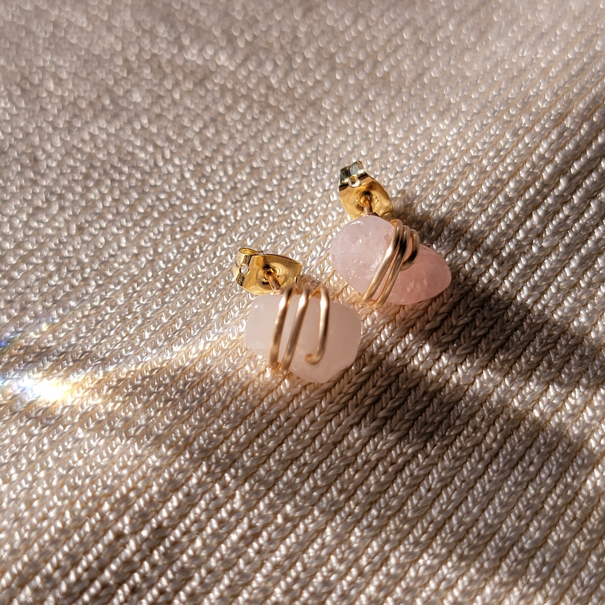 Rose Quartz Stud earrings, Crystal quartz studs, Gemstone Stud Earrings, Birthstone Post Earrings, Natural Gemstones, Mothers day gift