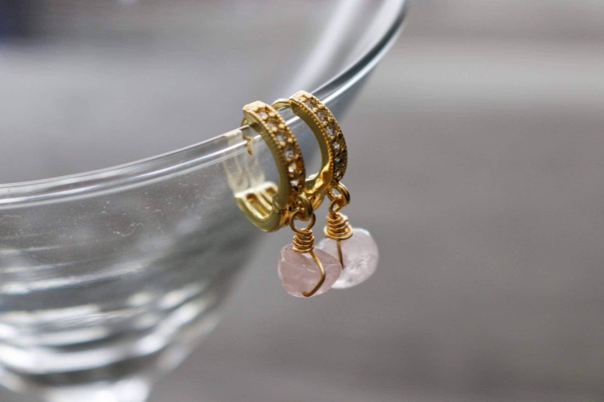 Gold hoop earrings dainty, minimalistic earring, stoned earrings, huggi hoop earring, gifting gifted mom, gift for- her, giftful sister