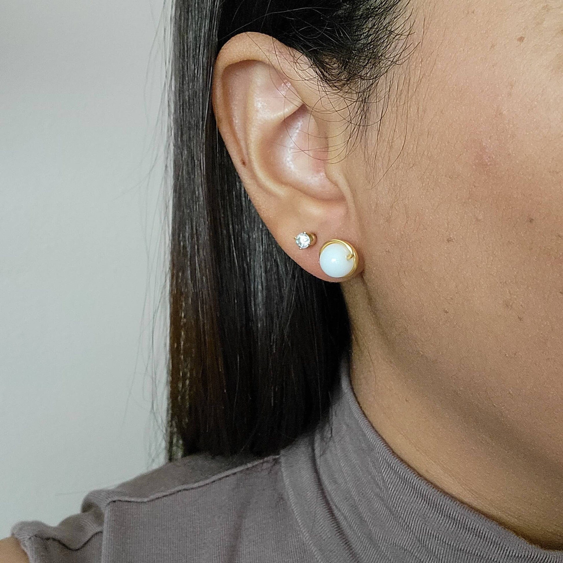 White studs Tiny post earrings, small round earrings, Gold filled dainty earrings, Minimal stud earrings, earrings small, simple earrings