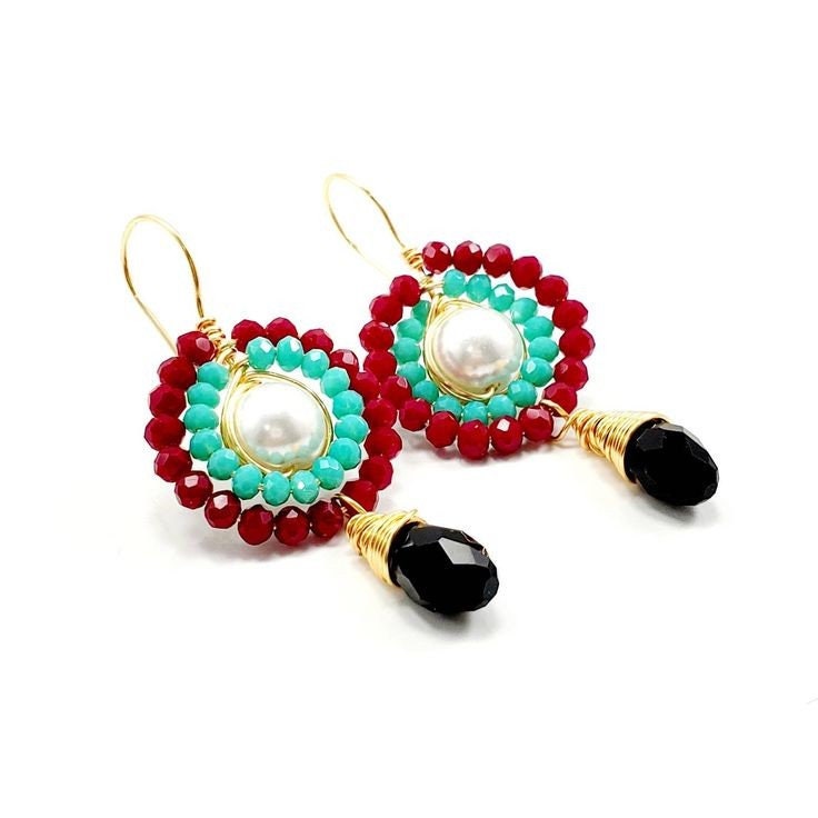 Colorful earrings, Multicolor earrings, Summer earrings, Stacking earrings, giftful beach gift, wife gifted, beach giftful, giftful sister