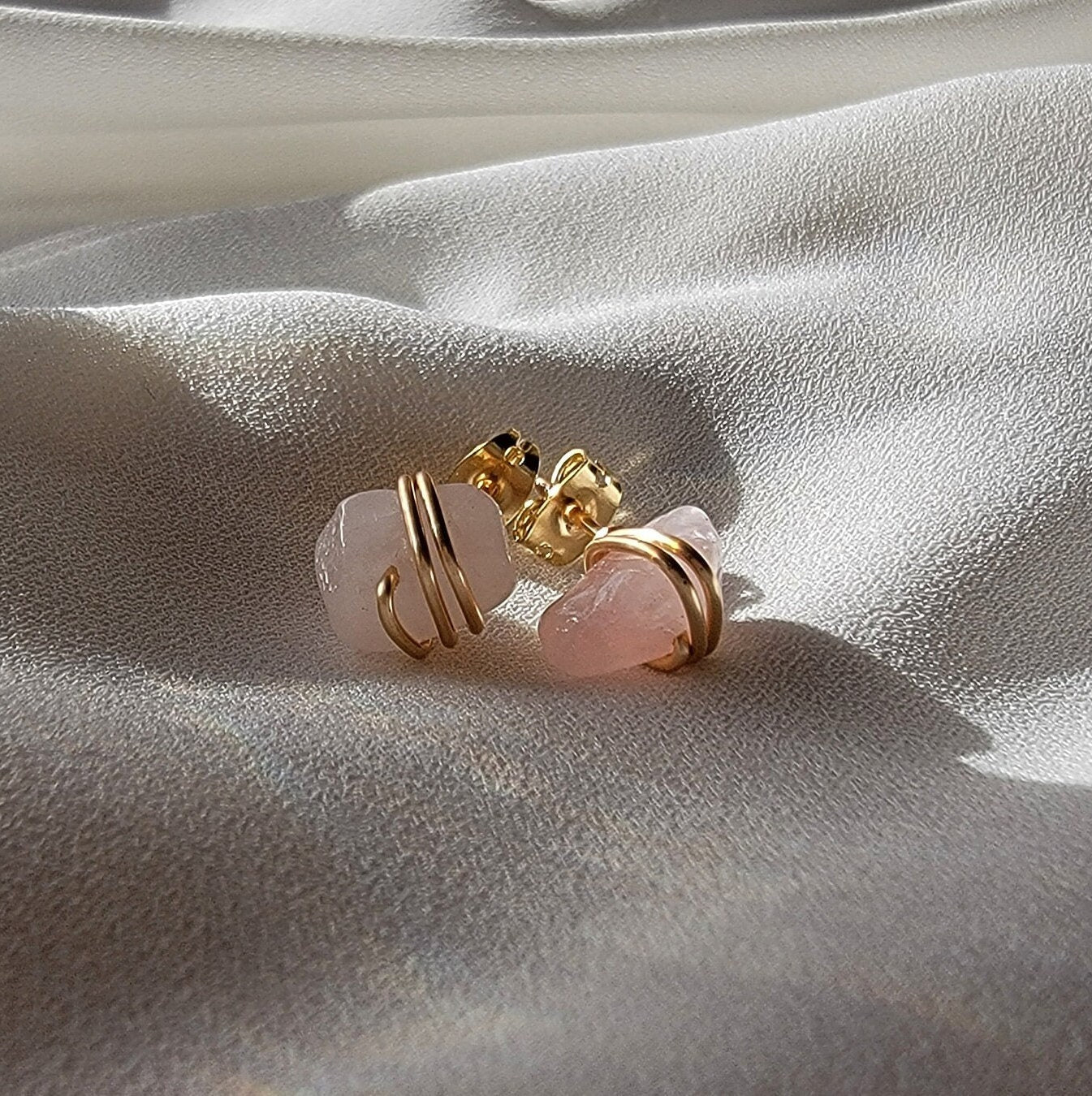 Clear crystal quartz post earrings, Raw crystal healing earrings, mothers days gifted, gift for- her, giftful daughter, giftful sister gift