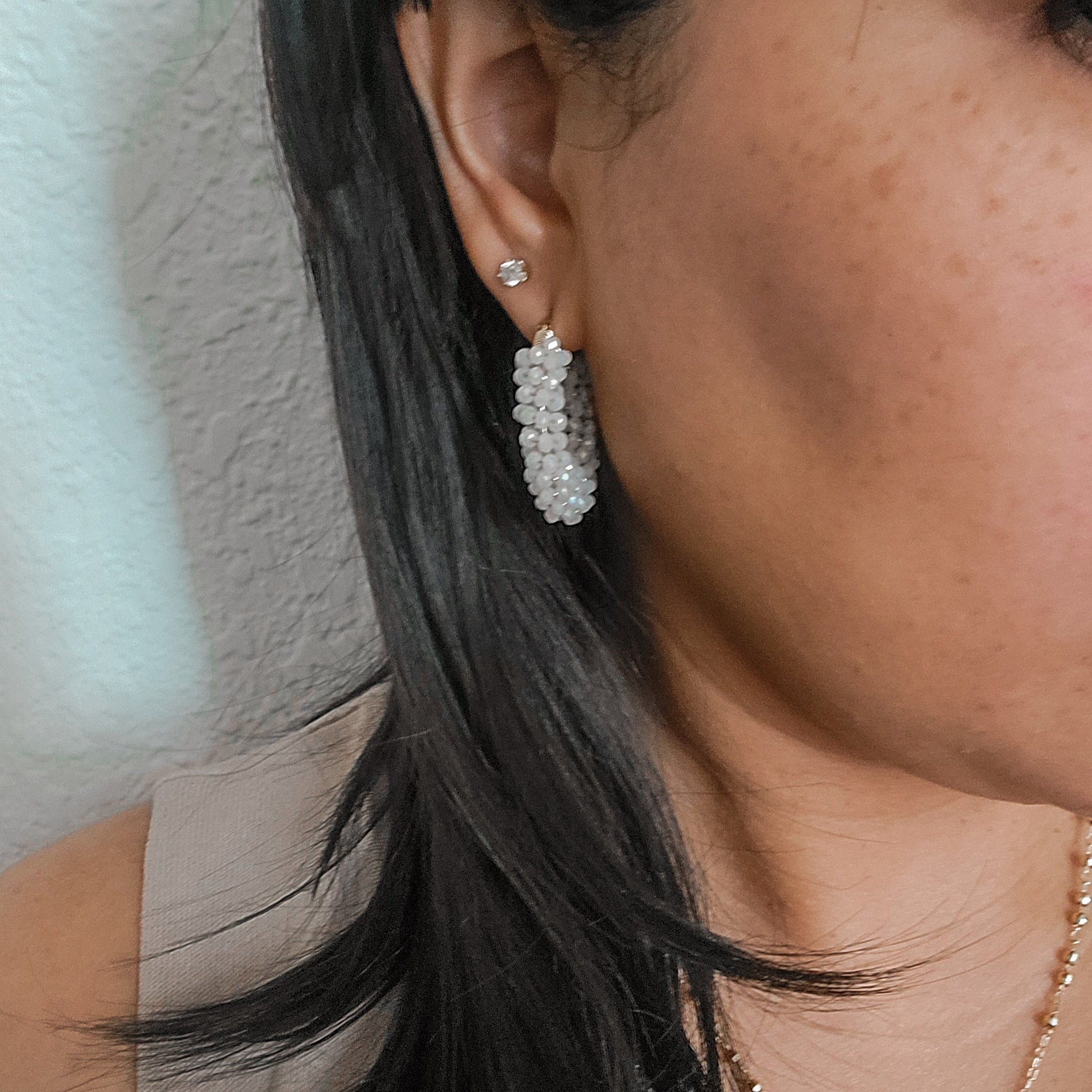 Chunky earrings hoops, Thick hoop earrings, Hoop earrings white gold, minimalistic earring, weddings- giftful, giftful bride gift,moms gifte