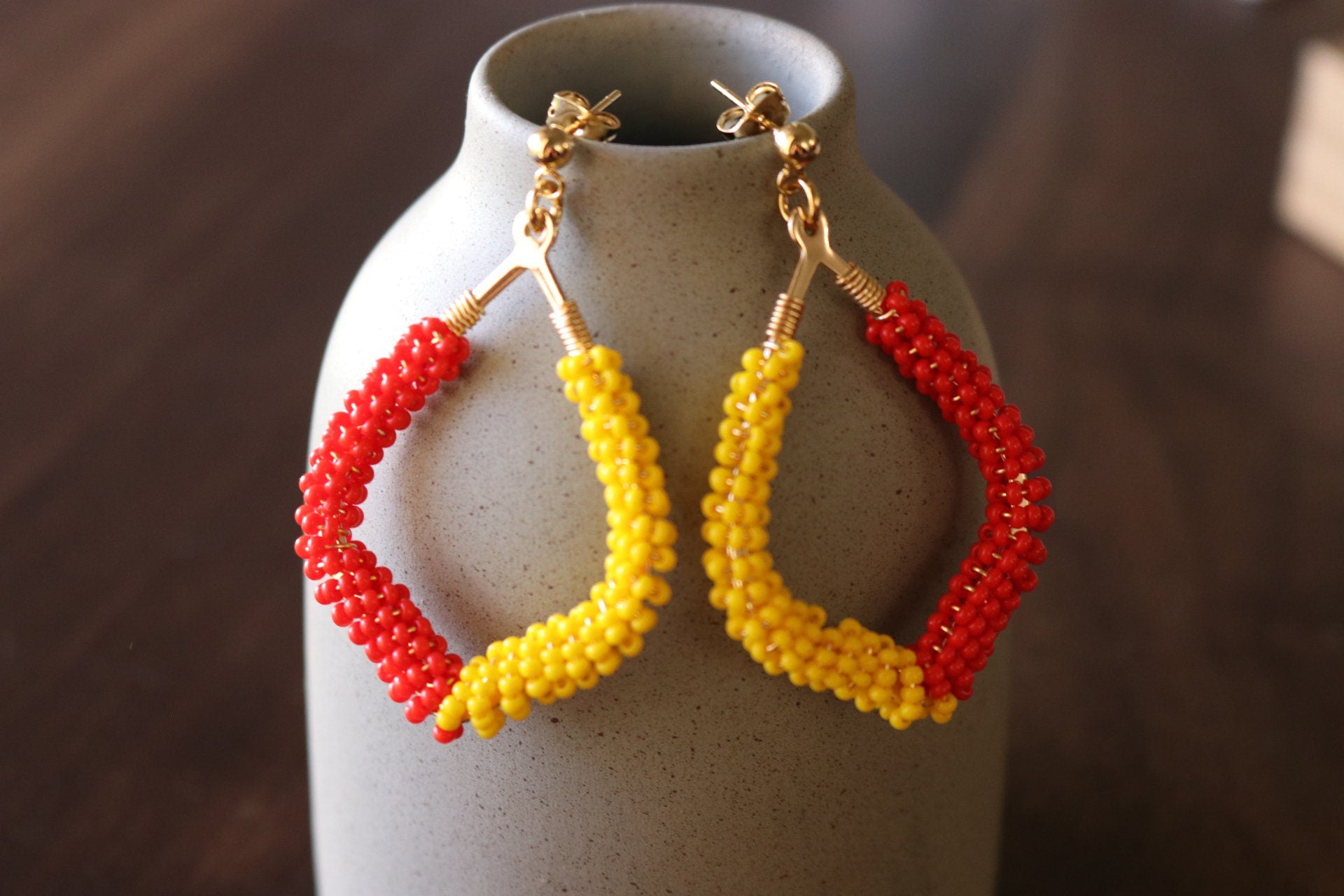 Chunky hoop earrings, thick hoop earrings, Bead Colorful earrings, beaded earrings, summer gifted, giftful earrings, summer gifte earrings