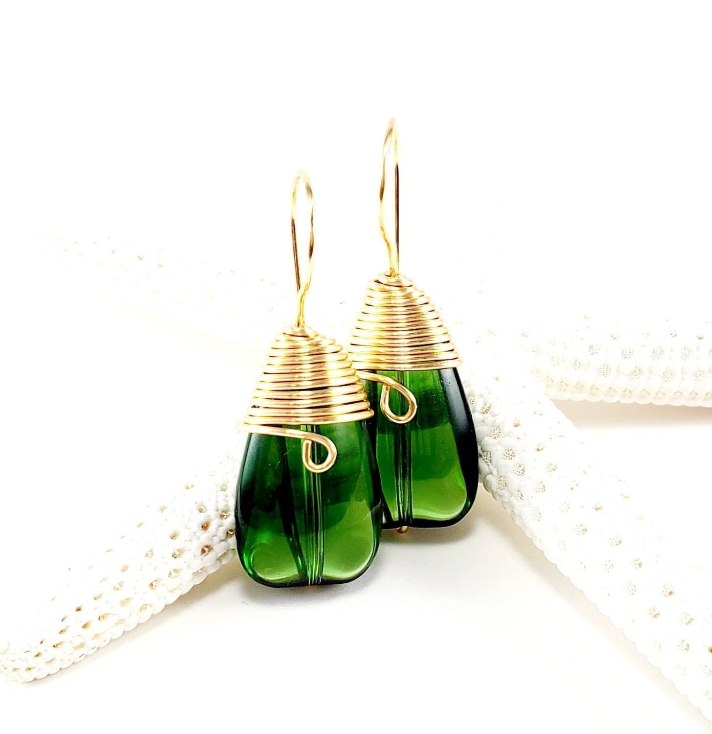 Drop earrings, crystal Teardrop earrings, Large  drop earrings, Wire wrapped earring, leaf earrings,Dainty earrings gift for her
