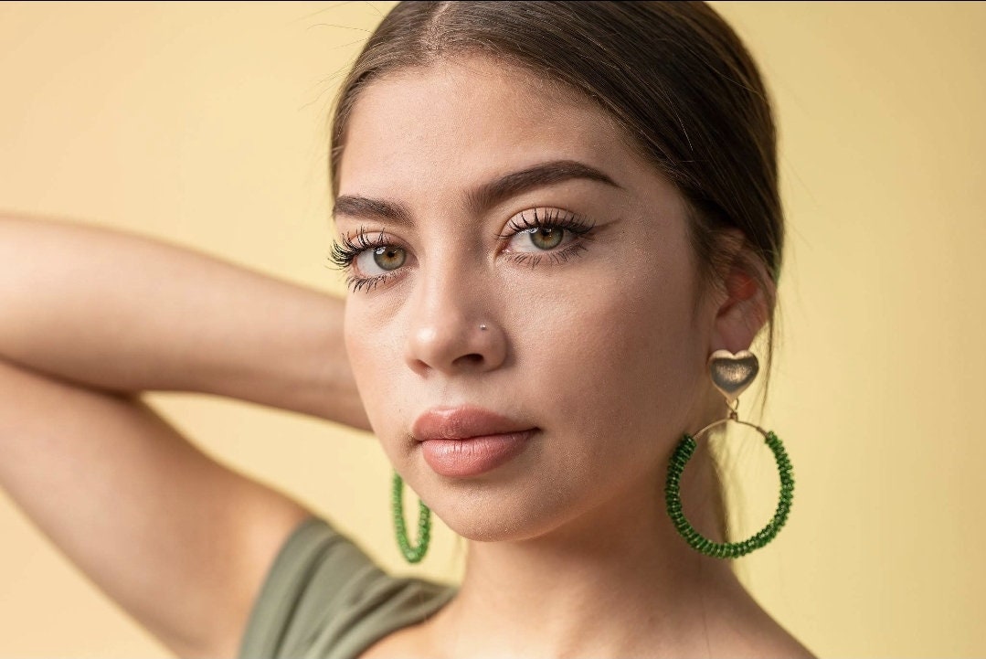 Beaded hoop earrings, Chunky gold hoops, Large hoop earrings, giftful anniversary, giftful sister, gift mothers days