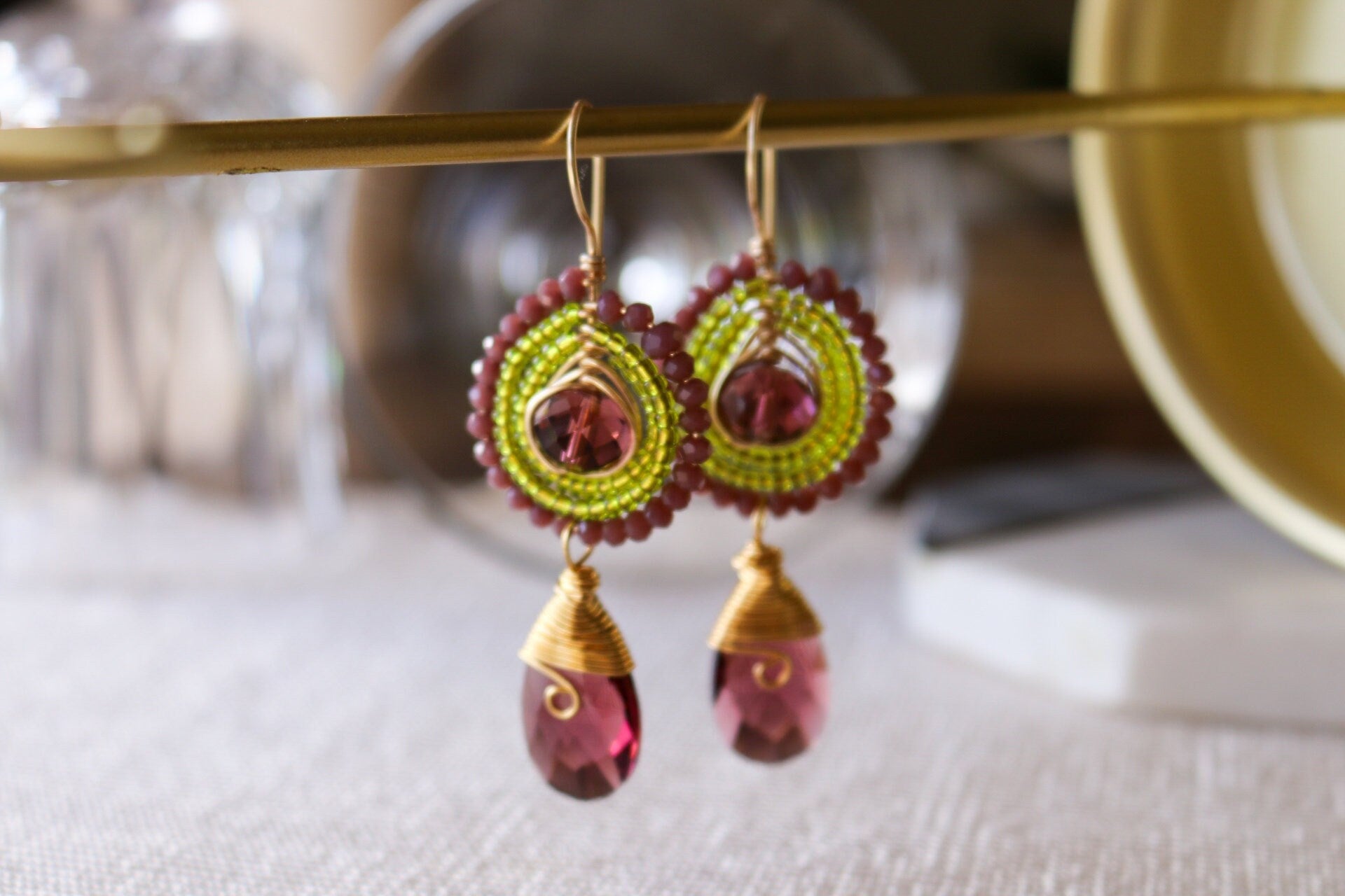 Bead Dangle Earrings, Bead drop earrings, Seed bead earrings, native earrings, miyuki bead earrings, miyuki earrings, wire wrapped earring