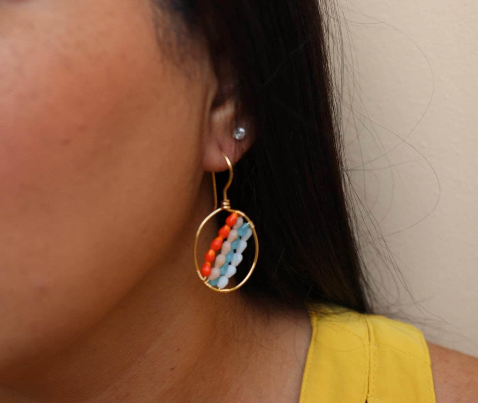 Rainbow huggie hoop earrings, Thin hoop earrings, colorful hoops, gift for- her, wedding gifted, maid-of-honor gift, mama gifte,wife  gifted