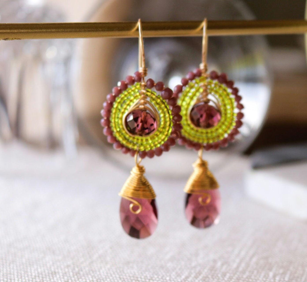 Bead Dangle Earrings, Bead drop earrings, Seed bead earrings, native earrings, miyuki bead earrings, miyuki earrings, wire wrapped earring