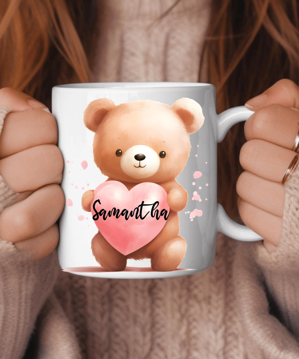 Personalized Teddy bear mug, Valentine teddy mug, teddy bear cup, teddy cup, Cute teddy bear love mug, bear romantic mug, anniversary gift