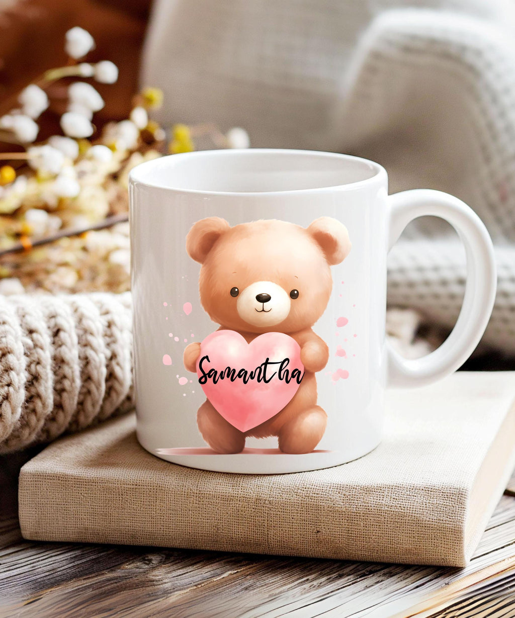 Personalized Teddy bear mug, Valentine teddy mug, teddy bear cup, teddy cup, Cute teddy bear love mug, bear romantic mug, anniversary gift