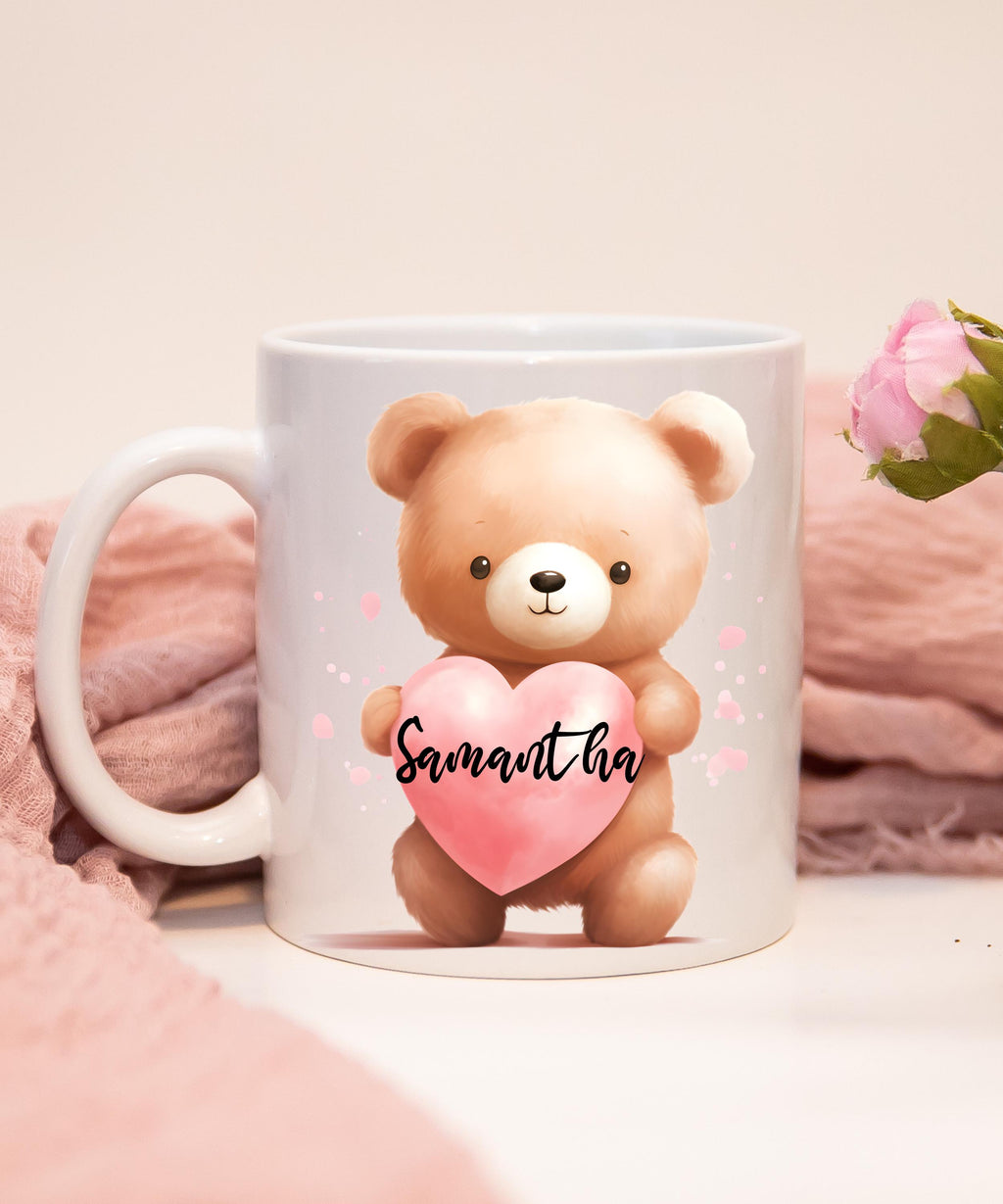 Personalized Teddy bear mug, Valentine teddy mug, teddy bear cup, teddy cup, Cute teddy bear love mug, bear romantic mug, anniversary gift