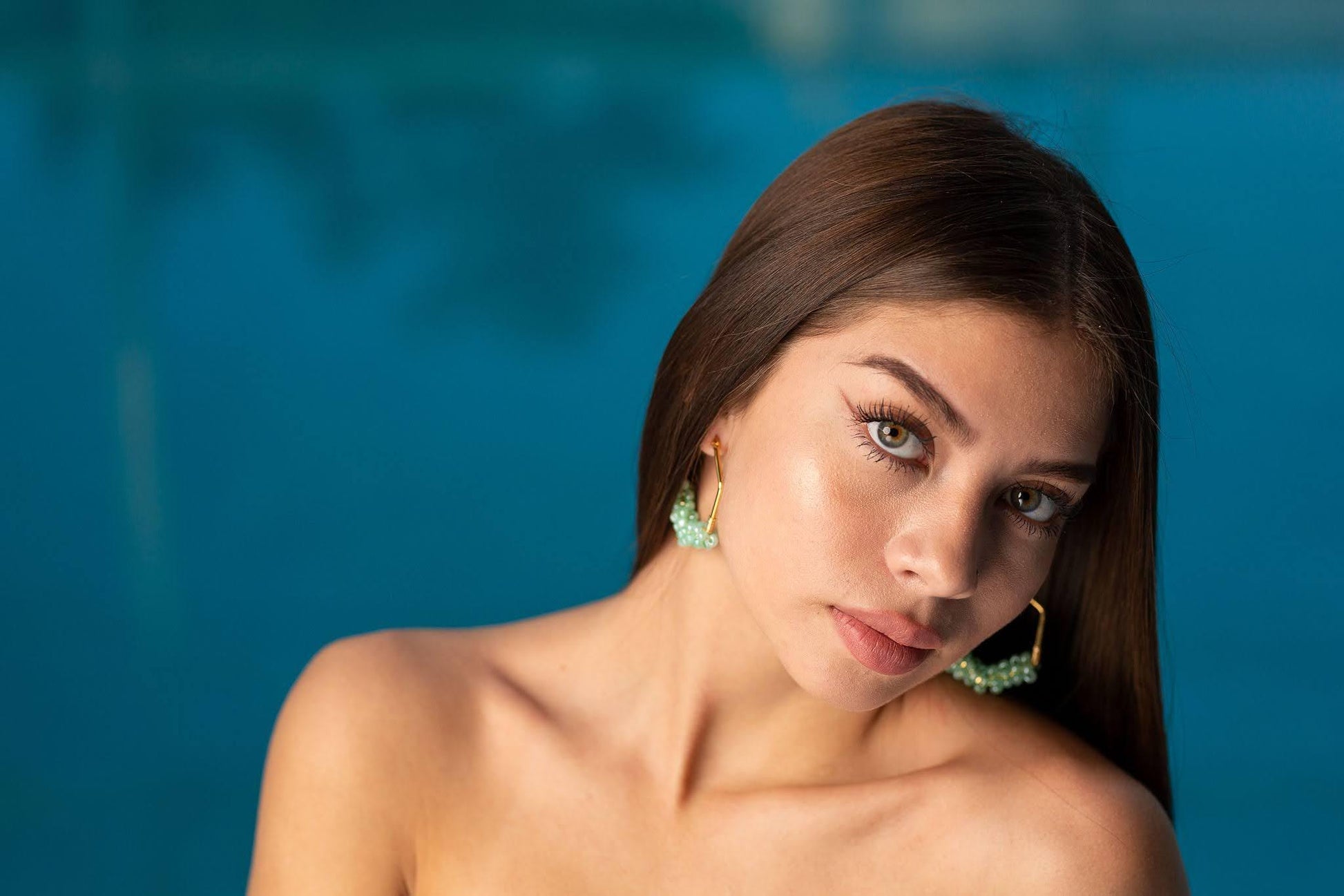 Lizz Franco Hexagon Earrings - Gold Beaded Hoop Earrings, Geometric Hoops