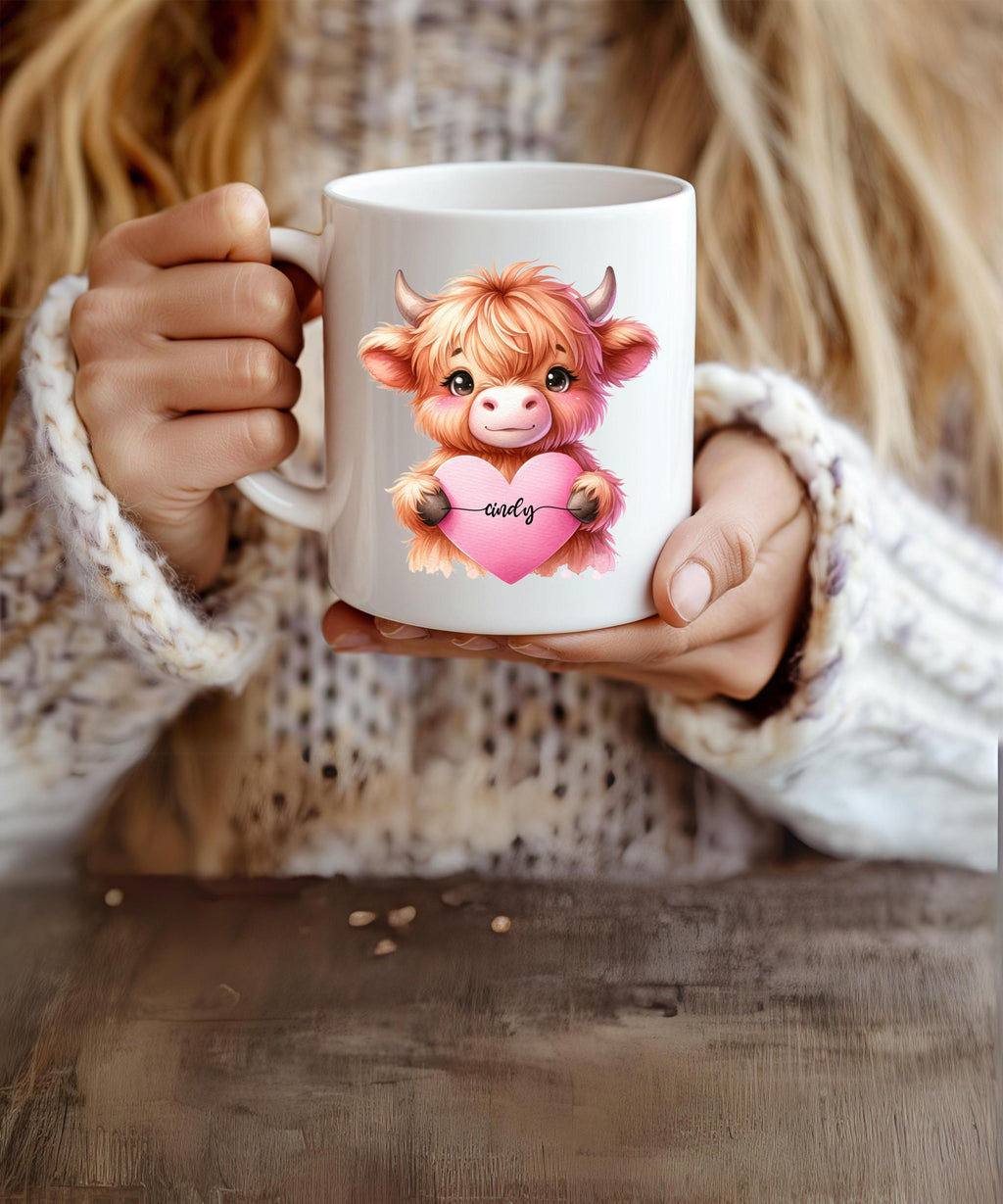 Highland Cow Mug Personalized, Cow Lover Gifts Cup, wife  gifted, girlfriends gifted, cow lover giftful, giftful valentines, gift for- her