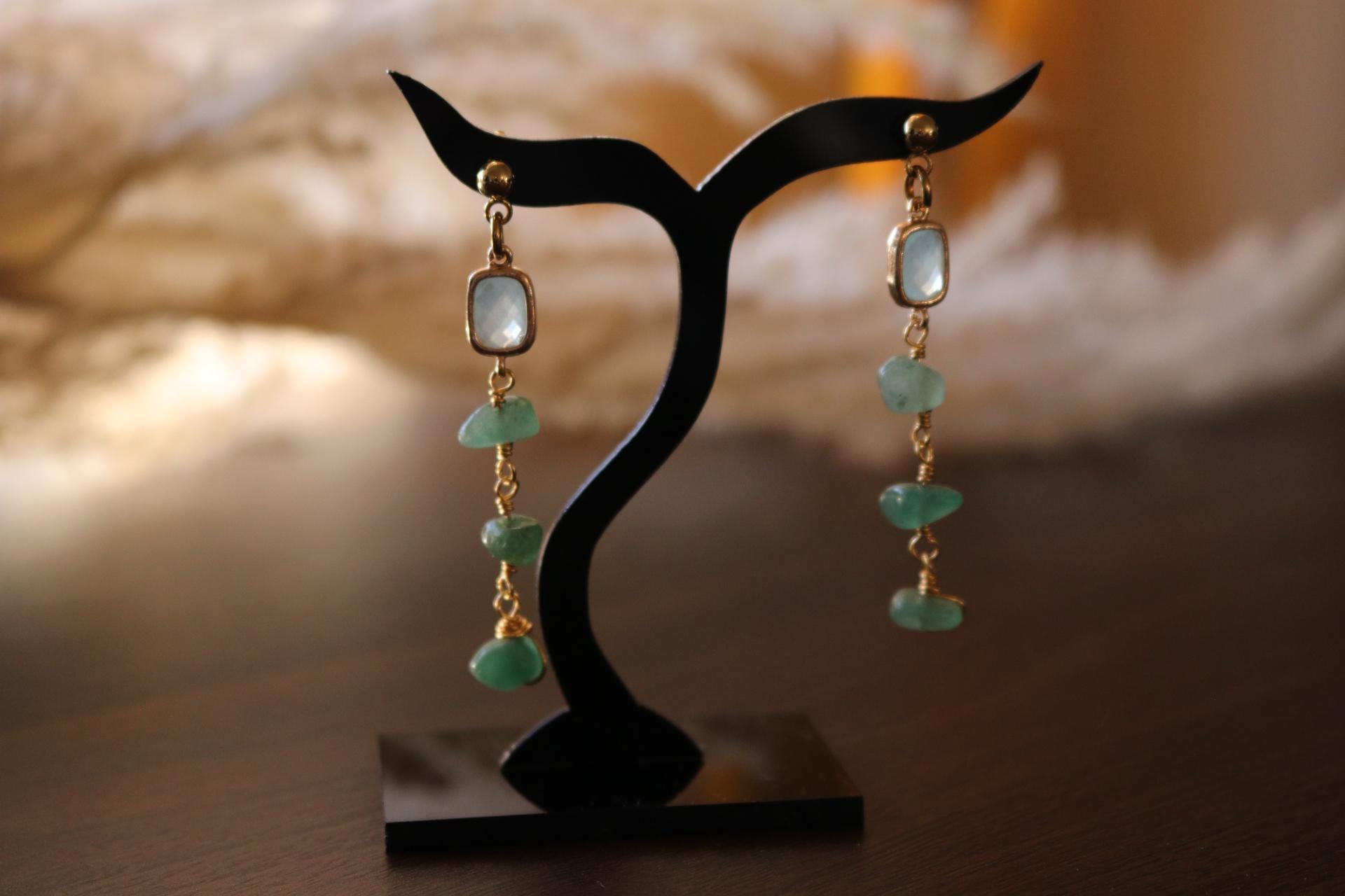 Aventurine Earrings, Valentins earrings, Raw stone earrings, Raw crystal earrings, Heartful earrings, gifted earrings gifted daughter gift