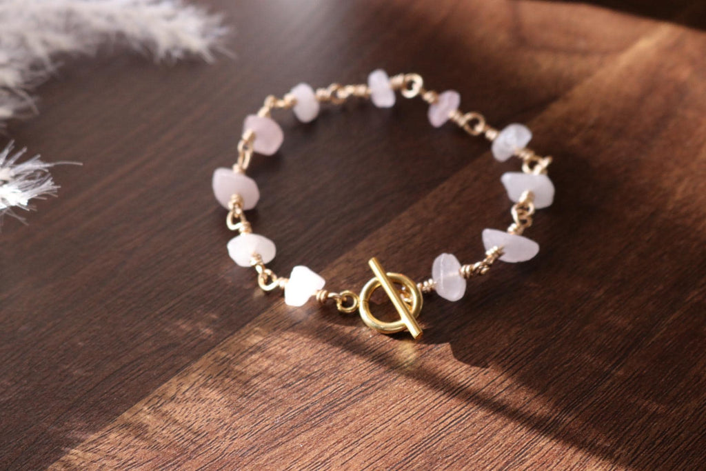 Rose quartz bracelet, bracelet minimalistic, love stone bracelet, wedding-gift-bracelet,mothers days gifted,wife  gifted,anniversary giftful