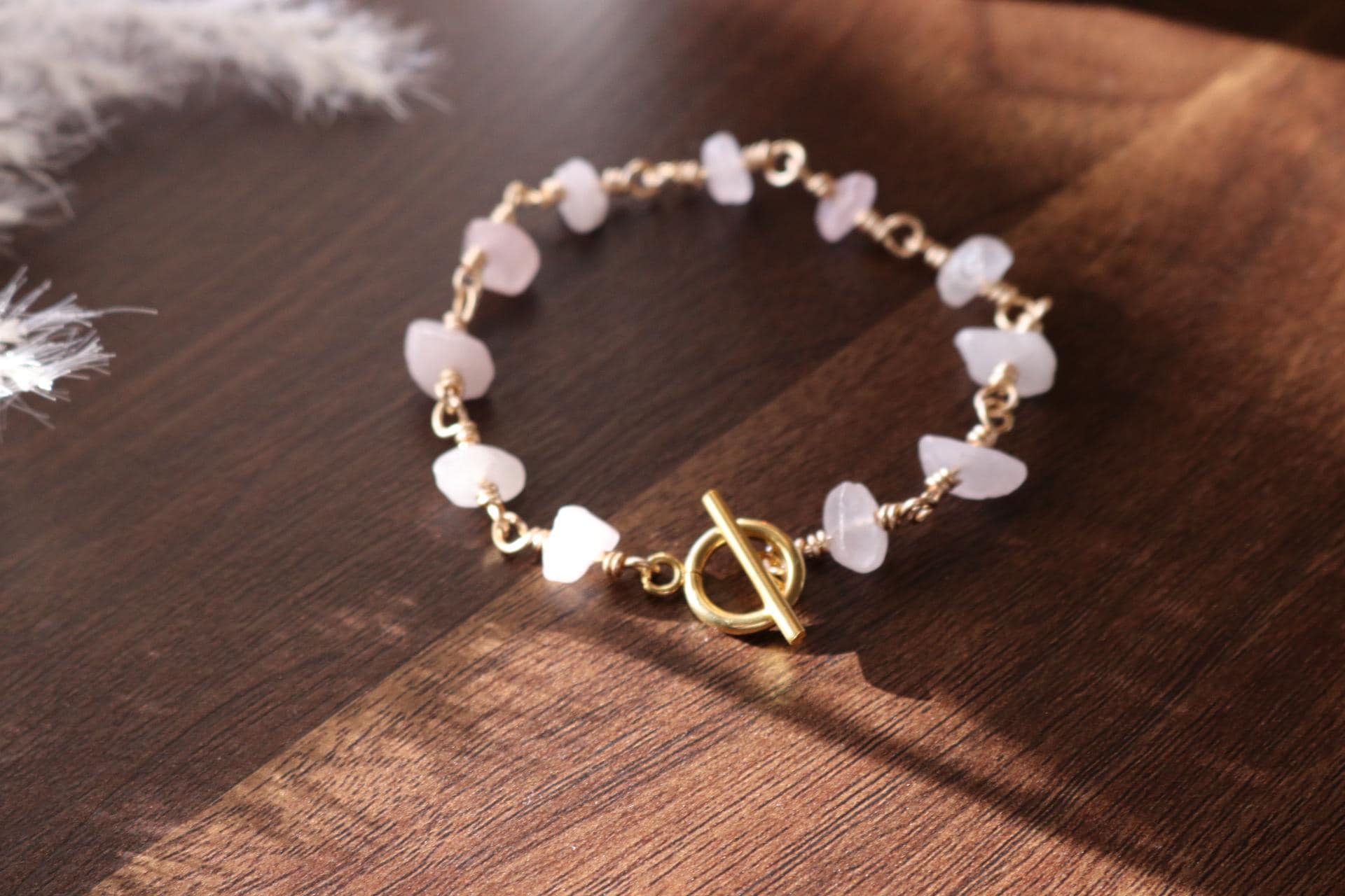 Rose quartz bracelet, bracelet minimalistic, love stone bracelet, wedding-gift-bracelet,mothers days gifted,wife  gifted,anniversary giftful