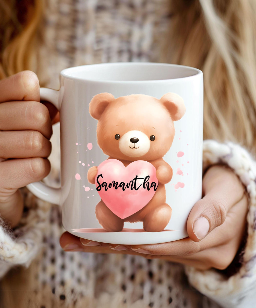 Personalized Teddy bear mug, Valentine teddy mug, teddy bear cup, teddy cup, Cute teddy bear love mug, bear romantic mug, anniversary gift