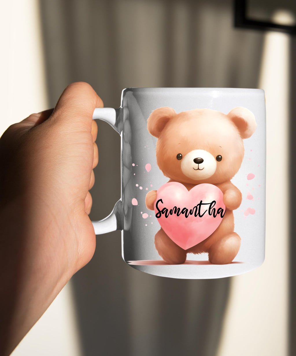 Personalized Teddy bear mug, Valentine teddy mug, teddy bear cup, teddy cup, Cute teddy bear love mug, bear romantic mug, anniversary gift