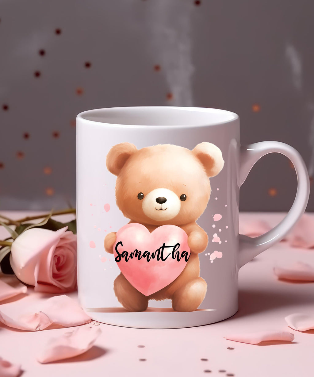 Personalized Teddy bear mug, Valentine teddy mug, teddy bear cup, teddy cup, Cute teddy bear love mug, bear romantic mug, anniversary gift