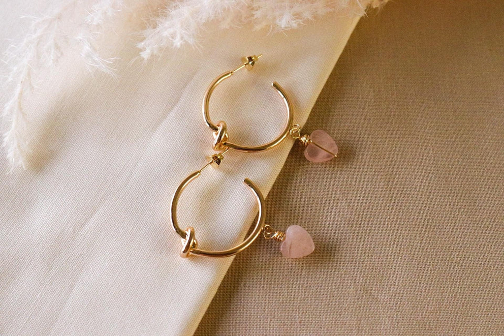 Crystal hoop earrings, gold thin hoops, minimalistic hoop earrings,pearl gifted earring,gifted-rose quartz, giftful valentines,gift for- her